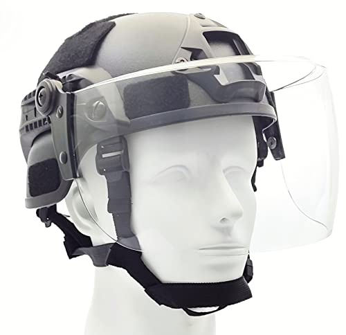Tactical ACH Airsoft Helmet with Full Face Clear Visor Protective Guard MICH 2000 Mode for Paintball Outdoor CS Wargame (Black)