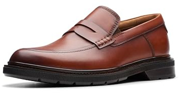 Clarks Burchill Penny Loafer för män, Brunt läder, 44.5 EU