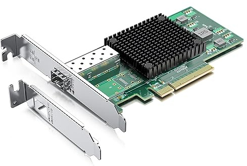 HCX GO Carte Réseau 10GBase-T (10Gbps) Grade Serveur, Interface SFP+ certifiée IEEE 802.3an, PCIe x8, Puce 82599EN (X520-DA1), Compatible Windows/Windows Server/Linux/Vmware Esxi