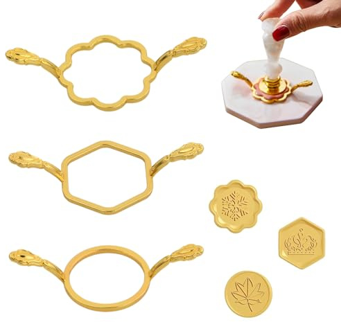 3 Stück Wachs Siegel Formen, Siegelwachs Form, Siegelwachs Stempel Set Metall, Wachssiegel Formen für Hochzeit Geschenkverpackung Umschlag Einladungskarten Hochzeitseinladungen (A)