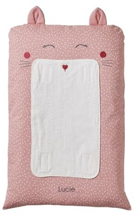 VERTBAUDET Wickelunterlage, Katze, Rosa, bedruckt, 72 x 49 cm