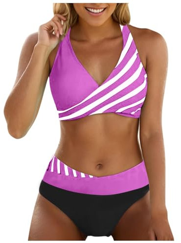 WILLBEST meerjungfrauenflosse mädchen Damen BHS Bikini blau weiß gestreift Hosen Damen Bikini Hose hemdjacke Oberteile mit hohem Bund badeoberteil Shape