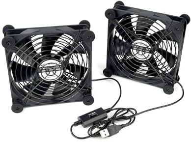 euroharry USB-fläkt 140 mm tyst fläkt med USB DC 5 V/0,3 A minifläkt med metallgrillskydd husfläkt 140 mm till PC/TV-box/mottagare//AV-kabin/PS4/router (2-i-1 140 mm)