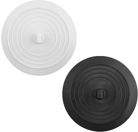 Tweozhui 2 stycken proppar diskbänksproppar duschplugg badkar, universal silikon plugg för diskbänk, handfat och badkar, dräneringsplugg för kök och badrum, 15 cm diameter svart, vit