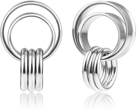 DOEARKO Ohr Flesh Tunnel mit Ringen Double Flared Ohren Tunnel Plug Edelstahl Ohr Gewichte Ohr Expander Ohrpiercing Gestreckte Schmuck für Frauen und Männer (Silber,10mm)