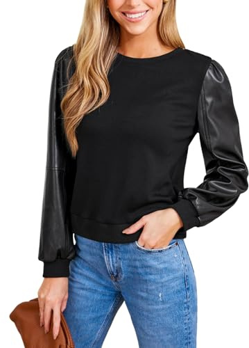 CUPSHE Womens Top Faux Leather Long Sleeve Mock Neck Top Blouse Casual Loose Black XL