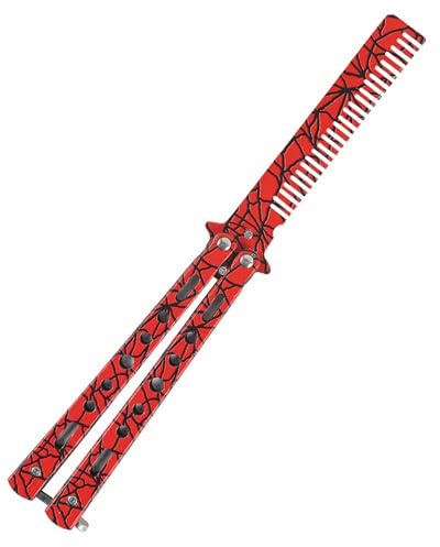 KGDUYC 1 pcs Butterfly Kamm, Faltbare Taschenkamm Butterfly Trainer Übung Messer Kamm, Faltbare Hairstyling Bürste Falten Praxis Training Schmetterling, balisong trainer (Lava)