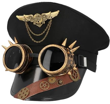 Boland 54581 - Cappello da pilota steampunk con occhiali da festa, copricapo per adulti, festival, carnevale, feste a tema e cosplay