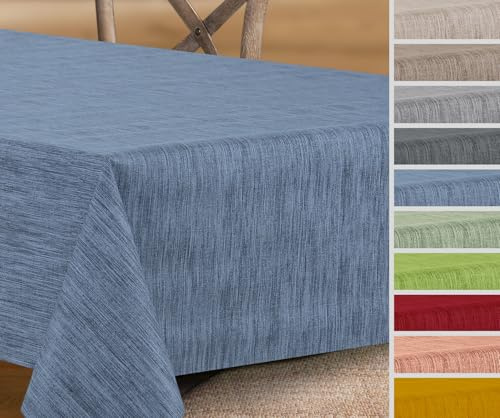 Wachstuchtischdecke rund oval eckig, Georginias Tischdecke abwischbar, Farbe und Größe wählbar (Eckig 100x140 cm Blau) | wasserundurchlässig, pflegeleicht, strapazierfähig, zuschneidbar, strukturierte Oberfläche, für Esszimmer, Balkon & Garten