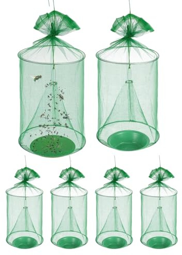 Fliegenfalle für den Außenbereich – 6 x wiederverwendbare Weidefliegenfalle, faltbarer Fänger für den Außenbereich, fliegende Tierkontrolle für Obstgarten, Scheune, Küche, Picknick, Garage