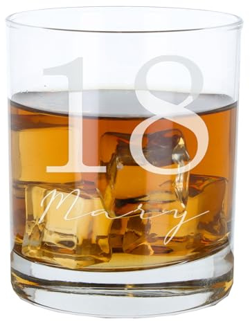 Always Looking Good Personalised Happy 18th Birthday Gift Whisky Glass – Custom Name & Age Engraved Large Whiskey Glass - Present for 18 Year Old Etched 305ml Men & Women