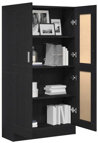 vidaXL Armadio per Libri 3 livelli 82,5 x 30,5 x 150 cm Rovere Nero | Otto scomparti per un'ottima organizzazione, Stile moderno che si abbina a qualsiasi arredamento,