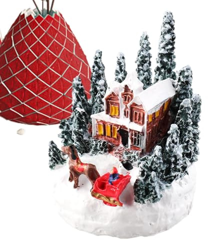 Generico Beleuchtetes Weihnachtshaus | Beleuchtetes Weihnachtsdorf-Set | Kollektion Souvenir bunt mit Cartoon-Thema | für Regal, Schlafzimmer, Wohnzimmer, Bücherregal, Miniatur-Landschaft