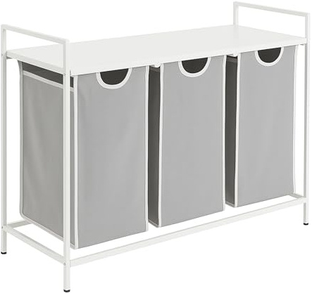 Relaxdays Wäschesammler mit 3 ausziehbaren Wäschekörben, mit Ablage, HBT: 72 x 92,5 x 33 cm, Wäschekorb Metall, Farben | mit Ablage, HBT: 72x92,5x33 cm, Wäschekorb Metall