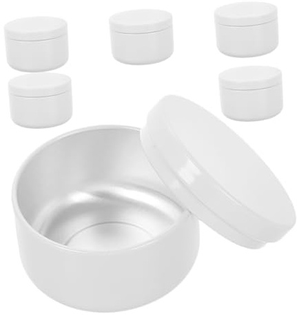 SMASOLO 6 Piezas Unidades Frascos Boticario de Aluminio Blancos con Tapa Tarros Redondos para Aceites Esenciales y Velas Envases Sellados para Aromaterapia y Almacenaje Hogar Oficina y Spa