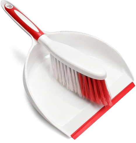 Dustpan and Brush Set, Large Capacity Dustpan with Durable Bristles, Portable Cleaning Brush and Dustpan Combo for Daily Cleaning, Pet Hair, Office, Home, Car