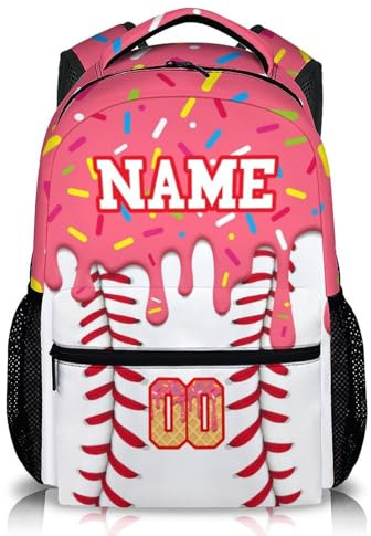 GiftRomance Kids Baseball Drip Backpack Personalized Girls Bookbag for Children 6-8, Personalized Casual Sports Backpacks Leisure Large Capacity Bookbags for Vacation Travel School