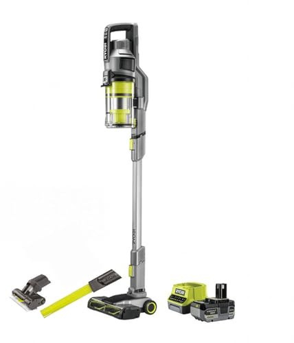RYOBI 18 V ONE+ RSVS18-1X40GL sladdlös dammsugare, 30 AW sugkraft, dubbel cyklon, HEPA-filter, med 4,0 AH-batteri och 2,0 A laddare