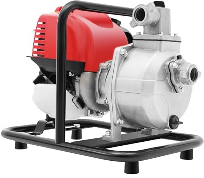 Benzin Wasserpumpe 38CC 4 Takt Motorpumpe Benzin Teichpumpe, 1.2KW Selbstansaugend Gartenpumpe Benzinmotor Hochdruck Pumpe für Gartenbewässerung Entwässerung, 135L/Min