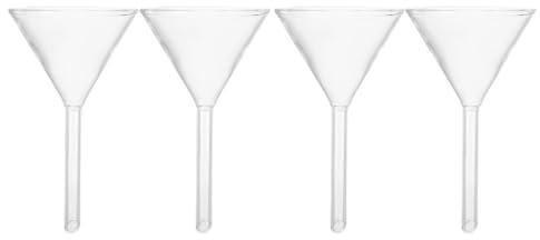 PHENOFICE Embudo de Vidrio Transparente Pack de 4 Piezas Solución Limpia para Lámpara de Aceite para Rellenar Combustible Hogar E Interior