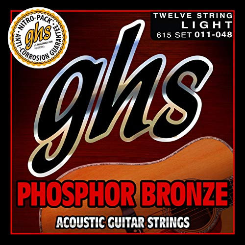 GHS Saiten 615 12-saitigen Set Phosphor Bronze Acoustic Gitarre Saiten, Light