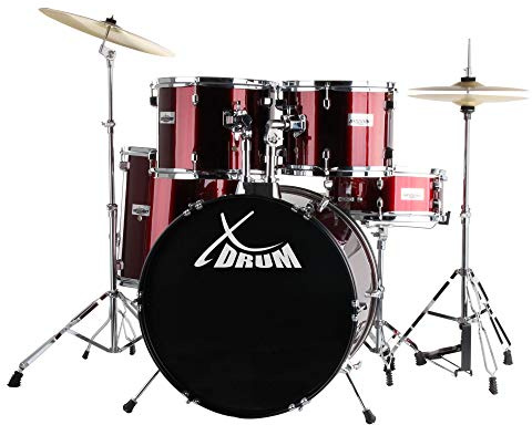 XDrum Semi 22 Standard Schlagzeug Lipstick Red - 22 BD, 12 TT, 13 TT, 16 FT, 14 SD - inkl. Schule - Rot