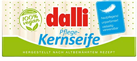 Dalli Jabón de sosa vegetal sin perfumar, 3 pastillas de 125 g