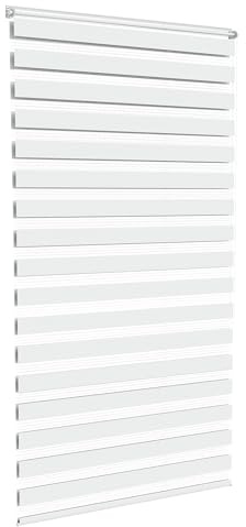 HENGMEI Verdunkelungsrollo Fensterrollo Balkontür Rollo Duo-Rollo Doppelrollo ohne Bohren Klemmrollo Easyfix Fenster (Weiß, 90 * 150cm)