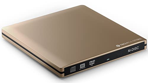 techPulse120 externer DVD CD M-Disc USB 3.0 Type C Brenner Writer Alu Champagner Gold Burner Superdrive Laufwerk DVD CD Ultra Slim für Computer Notebook Ultrabook Windows 10 MacOS Apple iMAC MacBook