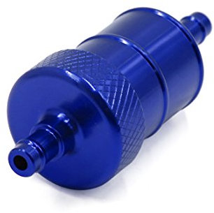 sourcing map Metall Motorrad Inline Gas Ölbrennstoff Filter für 8mm Innendmr. Schlauch Blau DE de