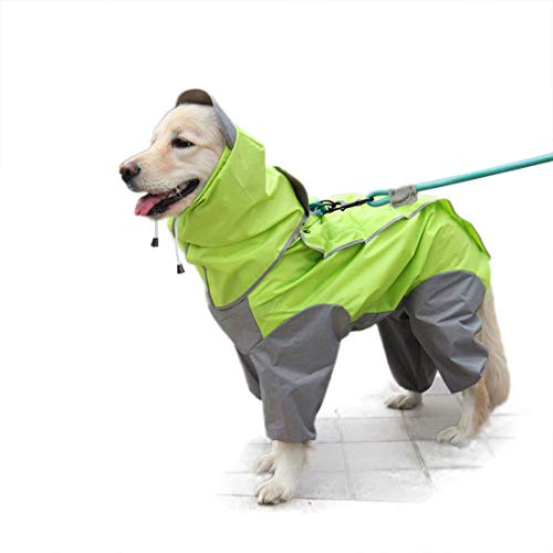 Patchwork Regenmantel für Hund Hunderegenmantel wasserdichte 4-Beine Regensjacke Haustier Raincoat Dog mit Abnehmbar Kapuze für Kleine Mittelgroße und Grosse Hunde (26#, grün)