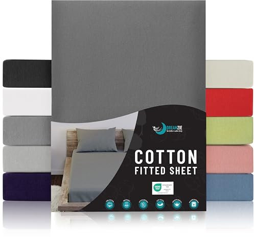 Dreamzie - Spannbettlaken 80x160cm - Baumwolle Oeko Tex Zertifiziert - Anthrazitgrau - 100% Jersey Spannbetttuch 80x160