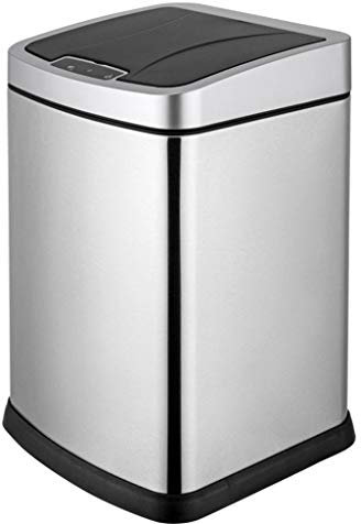 Inoxydable Corbeille en Acier Peut inductives Automatique Créatrice Intelligente Poubelle for Bureau Salon Salle de Bain (Color : Silver, Size : 10L)