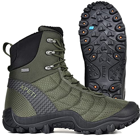XPETI Men’s Crest Thermo Winter Hiking Boots Lightweight Snow Shoes Insulated Olive Green 11