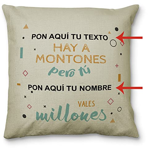 LolaPix Cojines Originales. Regalos Personalizados. Cojines Personalizados. Impresion por 1 Cara. 40 x 40 cm. Textura Tipo Lino. Cremallera Invisible. Regalos Originales. Millones Negro