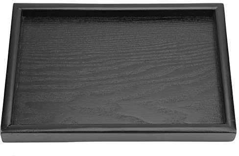 Wooden Trays, Black Serving Tray, Tea/Drink Platter, Rectangular Wooden Coffee Table Tray, Small Dinner Serving Tray Coffee Table Tray for Bedroom Living Room Kitchen Hospital (22 × 15cm)