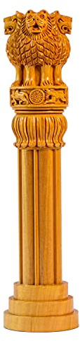Exploring India Columna de Ashoka, 100% Madera Natural, Ideal para la decoración del hogar u Oficina y para Regalar en Cualquier ocasión (16 Pulgadas, Set de 1) Marrón Estándar