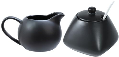 RockTrend Kaffee-Servierset, Keramik, Sahnekännchen und Zuckerdose, Schwarz