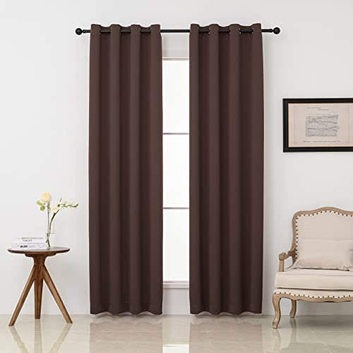 Pickluc Grommet Blackout Curtains 84 Inches Long 2 Panels, Light Blocking Window Drapes for Living Room, Thermal Insulated, Noise Reduction, Chocolate Brown, 52 Wide x 84 Length