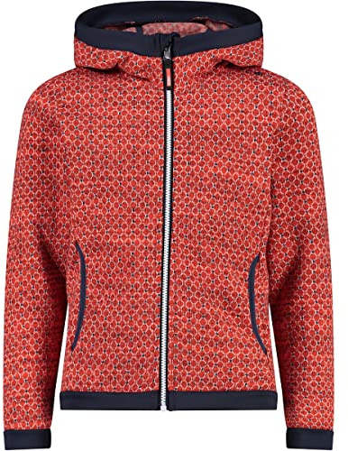 CMP - Kid G Jacket Fix Hood, Girl, Campari-B.Blue, 140