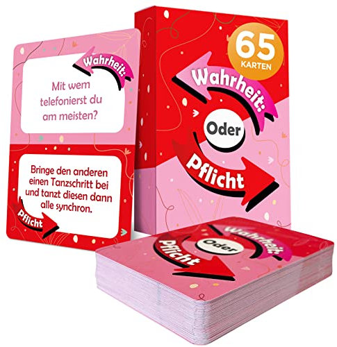 MeerBach & Rose Wahrheit oder Pflicht Spiel mit 65 Karten, Geschenk für Mädchen ab 10 Jahren, toll für die Übernachtungsparty, zu Weihnachten oder auch als Wichtelgeschenk