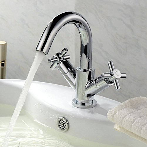 Indigo Bathroom Basin Mixer Modern Crosshead Chrome TAP Solid Brass