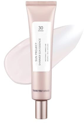 THANKYOU FARMER Sun Project Shimmer Sun Essence 40ml - Koreanische Sonnencreme für Gesicht und Körper, Sonnenpflege für fettige & Mischhaut, Sonnenschutz aus Lärche, Korean Sunscreen