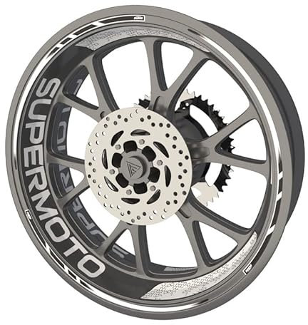 KTM SuperMoto EXC Premium Qualität Felgenrandaufkleber Felgenrandaufkleber Felgenband Felgenband Felgenband Sticker Set (2 Felgen) (weiß)