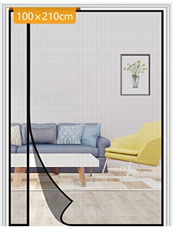 Yotache Side Opening Fly Screens for Doors 100 x 210 cm, Anti-Tearing Reinforced Sewing Magnetic Insect Fly Mesh