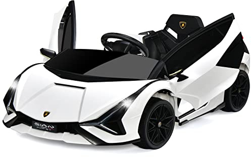 DREAMADE Kinder Elektroauto 12V mit 2,4 Ghz Fernbedienung & Sicherheitsgurt, Kinderauto, Kinderfahrzeug mit Licht & Musik & Hupe, Elektrofahrzeug für Kinder ab 3 Jahre (Weiß)