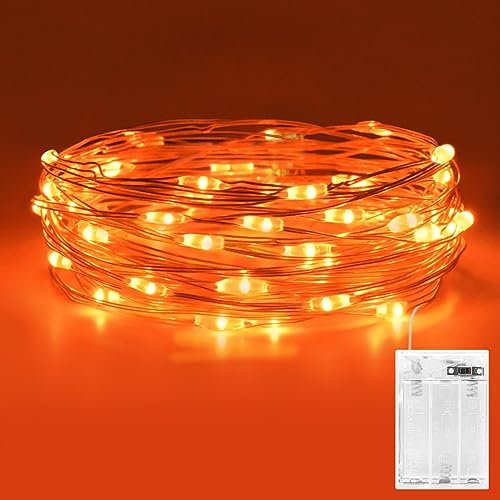 Etopgo Orange Fairy Lights,3M/10ft 30LED Halloween Decoeration Lights, Battery Orange String Lights for Halloween,Christmas Decorations, Fireplace, Home Decor
