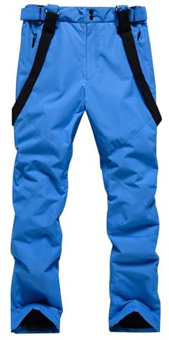 ALSOGO Herren Ski Bib Hose wasserdichte Winddichte Schneehose Outdoor Hose Snowboard Lätzchen mit Abnehmbarem Riemen Blue L