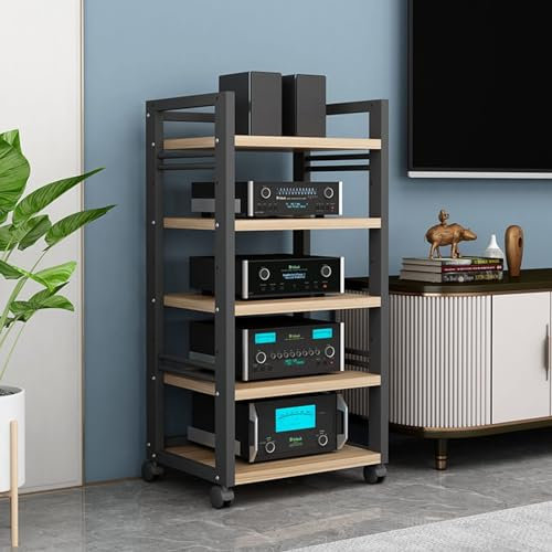 BZJPRFC AV-Medienständer, Audio-Video-Medienständer Mit 5 Ablagen Mit Höhenverstellbarem Holzständer for Zuhause/Büro (Color : Style 1, Size : 50x40x100cm)