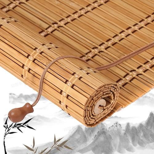 Sh000ad Bambusrollo Jalousine Retro Bambus Raffrollo Sonnenschutz Sichtschutz Rollo Seitenzugrollo,Fenster Rollo aus Bambus,Verdunkelungsrollo für Fenster und Türen,Garten,Anpassbar (70cm x 170cm)